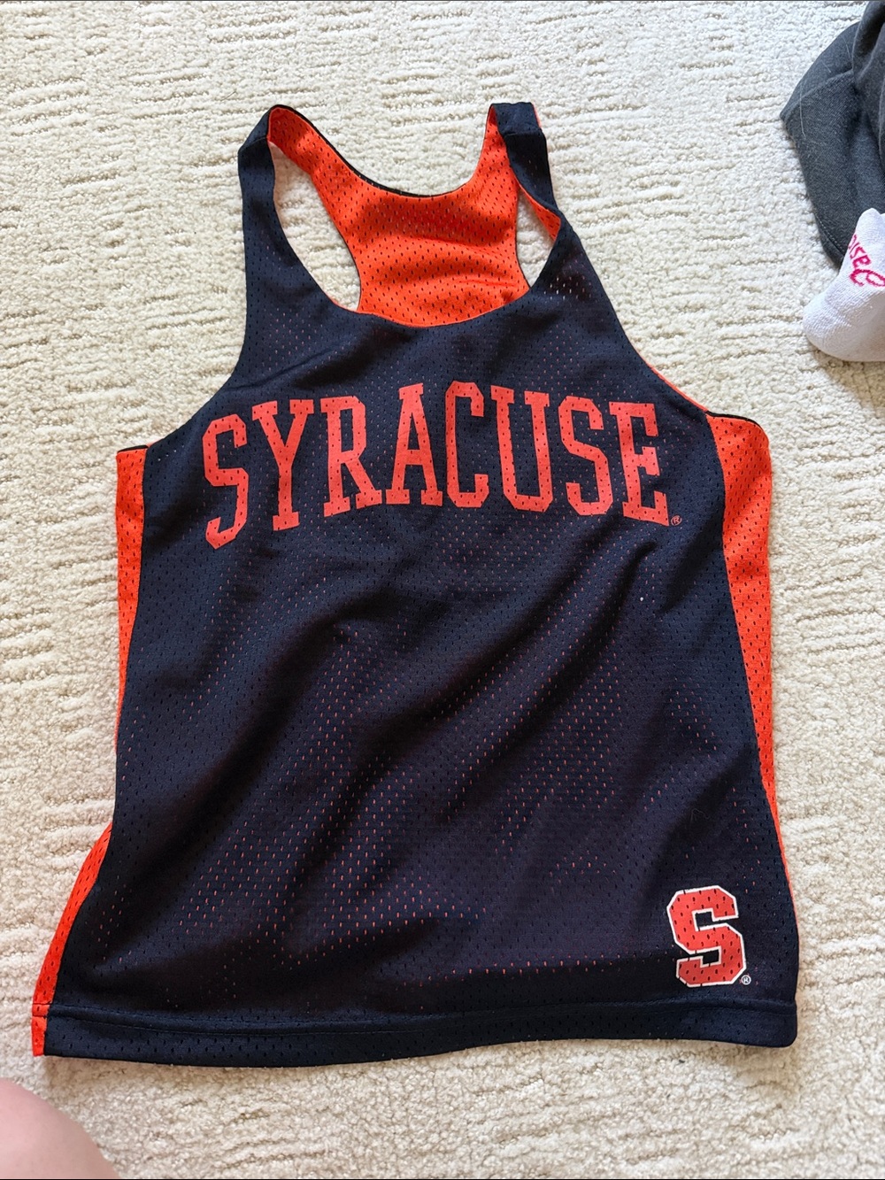 Syracuse Reversible Racerback Swim Top - Navy & Orange